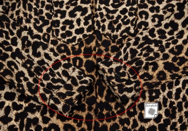 サンローラン Saint Laurent シルクレオパードボウタイシャツ 茶黒M位 K-118425_007