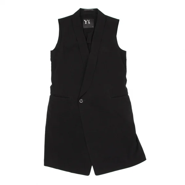 Y's Triacetate Poly Shawl Collar Long Vest K-118438_002