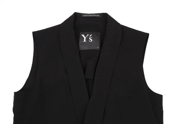 Y's Triacetate Poly Shawl Collar Long Vest K-118438_003