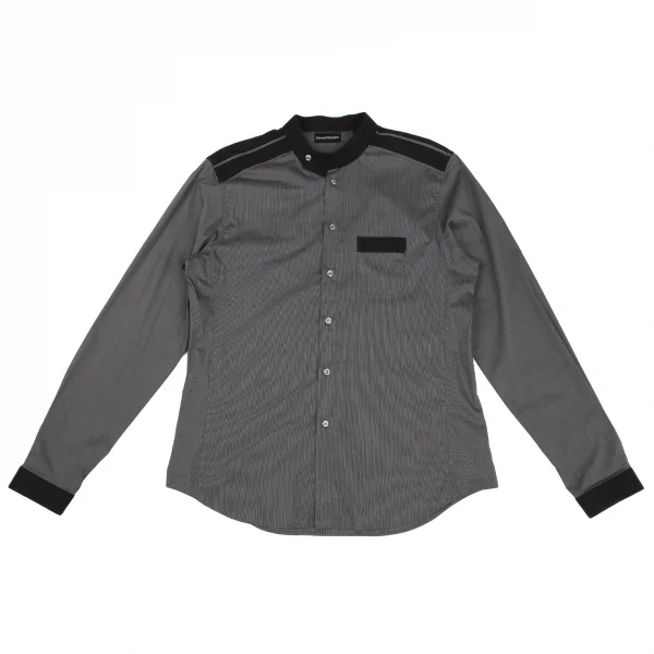 エンポリオ アルマーニEMPORIO ARMANI バンドカラー切替ピンストライプシャツ 1 グレー黒XL K-118449_001