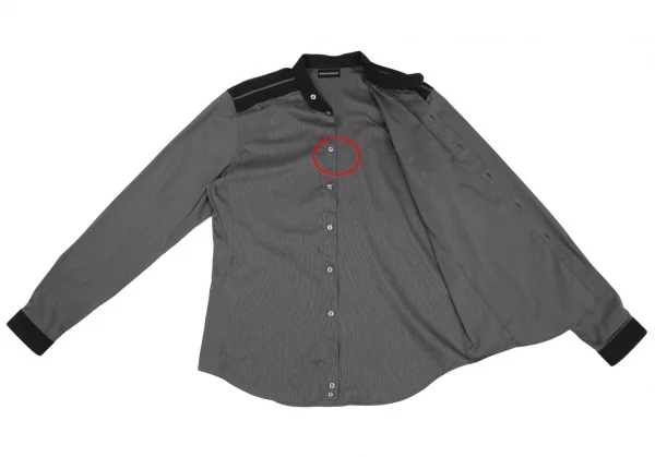 エンポリオ アルマーニEMPORIO ARMANI バンドカラー切替ピンストライプシャツ 1 グレー黒XL K-118449_012