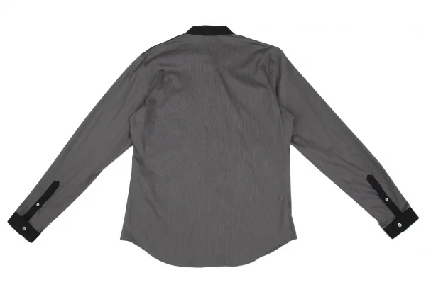 エンポリオ アルマーニEMPORIO ARMANI バンドカラー切替ピンストライプシャツ 1 グレー黒XL K-118449_015