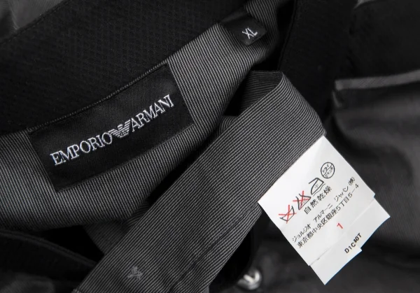 エンポリオ アルマーニEMPORIO ARMANI バンドカラー切替ピンストライプシャツ 1 グレー黒XL K-118449_017