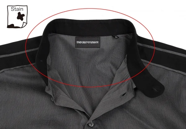 エンポリオ アルマーニEMPORIO ARMANI バンドカラー切替ピンストライプシャツ 1 グレー黒XL K-118449_004