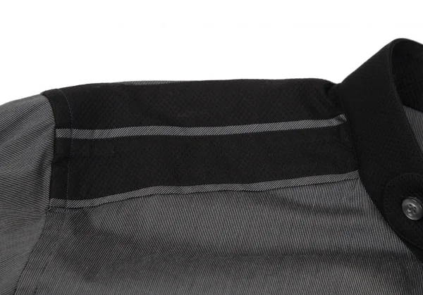 エンポリオ アルマーニEMPORIO ARMANI バンドカラー切替ピンストライプシャツ 1 グレー黒XL K-118449_006