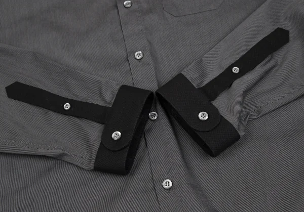エンポリオ アルマーニEMPORIO ARMANI バンドカラー切替ピンストライプシャツ 1 グレー黒XL K-118449_009