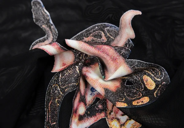 ジャンポールゴルチエJean Paul GAULTIER PARIS スネークガイラバープリントパワーネットタンクトップ 黒40 K-118476_016