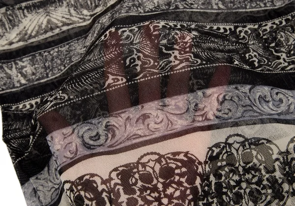 ジャンポールゴルチエ クラシックJean Paul GAULTIER CLASSIQUE グラフィックボーダーパワーネットTシャツ 黒クリーム40 K-118477_012