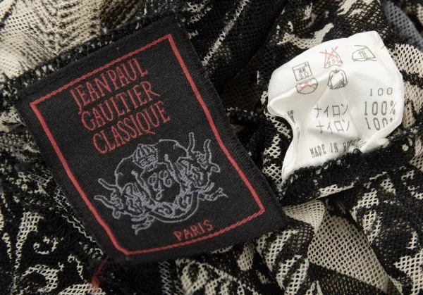 ジャンポールゴルチエ クラシックJean Paul GAULTIER CLASSIQUE グラフィックボーダーパワーネットTシャツ 黒クリーム40 K-118477_015