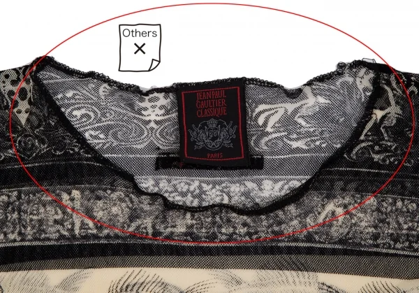 ジャンポールゴルチエ クラシックJean Paul GAULTIER CLASSIQUE グラフィックボーダーパワーネットTシャツ 黒クリーム40 K-118477_003
