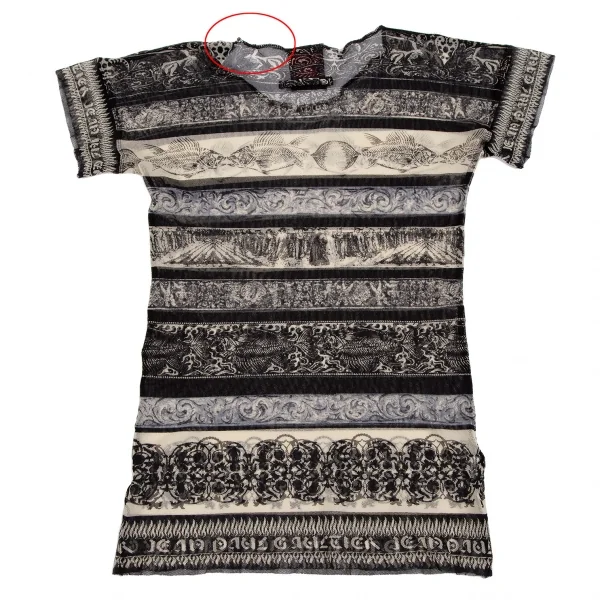 ジャンポールゴルチエ クラシックJean Paul GAULTIER CLASSIQUE グラフィックボーダーパワーネットTシャツ 黒クリーム40 K-118477_007