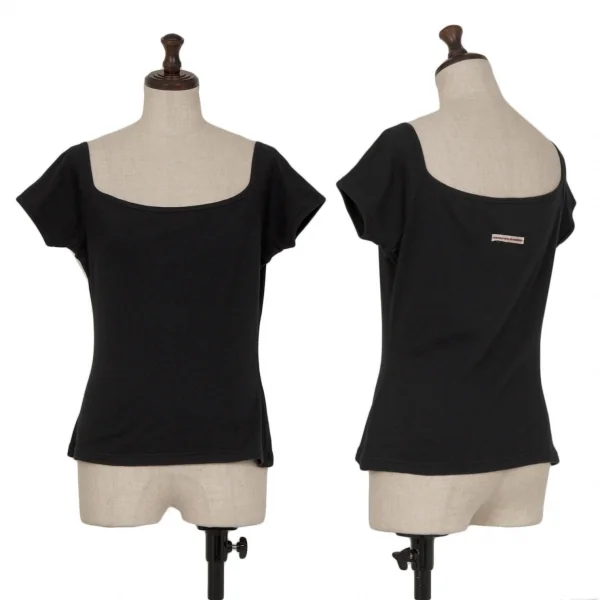 ジャンポールゴルチエ クラシックJean Paul GAULTIER CLASSIQUE スクエアネックリブTシャツ 黒40 K-118478_001