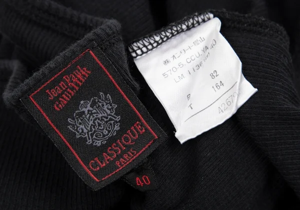 ジャンポールゴルチエ クラシックJean Paul GAULTIER CLASSIQUE スクエアネックリブTシャツ 黒40 K-118478_011