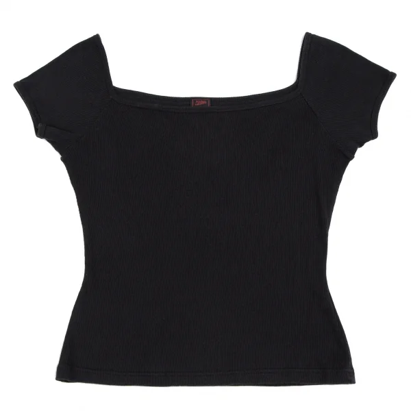 ジャンポールゴルチエ クラシックJean Paul GAULTIER CLASSIQUE スクエアネックリブTシャツ 黒40 K-118478_002