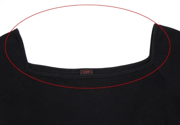 ジャンポールゴルチエ クラシックJean Paul GAULTIER CLASSIQUE スクエアネックリブTシャツ 黒40 K-118478_003