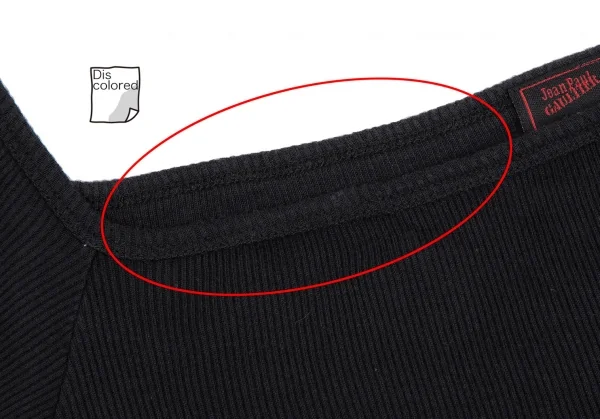 ジャンポールゴルチエ クラシックJean Paul GAULTIER CLASSIQUE スクエアネックリブTシャツ 黒40 K-118478_004