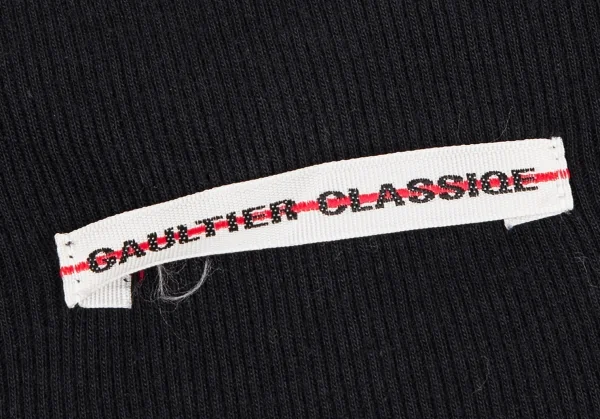ジャンポールゴルチエ クラシックJean Paul GAULTIER CLASSIQUE スクエアネックリブTシャツ 黒40 K-118478_009