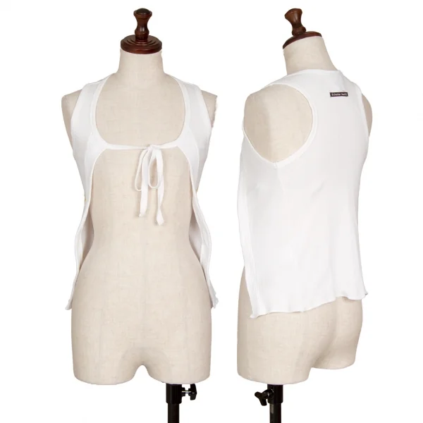 GAULTIER JEAN'S Neck Ribbon Rib Sleeveless Vest White 40 K-118481_001