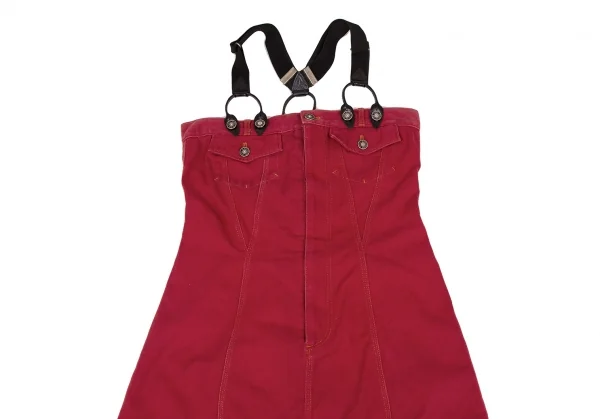 ゴルチエジーンズGAULTIER JEAN'S サスペンダーショルダージャンパースカート 赤40 K-118491_003