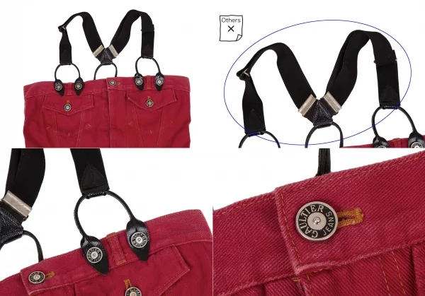 ゴルチエジーンズGAULTIER JEAN'S サスペンダーショルダージャンパースカート 赤40 K-118491_004