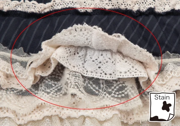 ジュンヤワタナベマンピンク コムデギャルソンJUNYA WATANABE MAN PINK COMME des GARCONS レースフリル装飾ストライプスカート 紺オフS K-118496_007