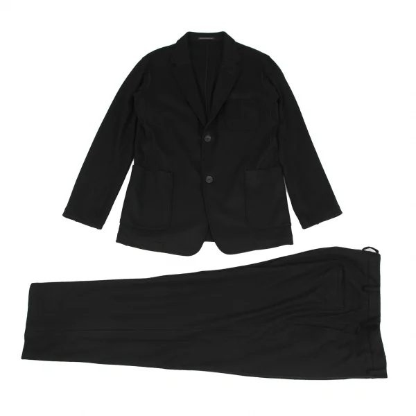 Yohji Yamamoto COSTUME D' HOMME Knit Patch Pocket Jacket & Pants Black 4 K-118506_001