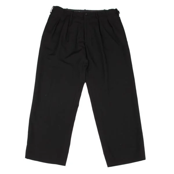 ヨウジヤマモト プールオムYohji Yamamoto POUR HOMME ウールギャバサイドベルトツータックパンツ 黒4 K-118508_001