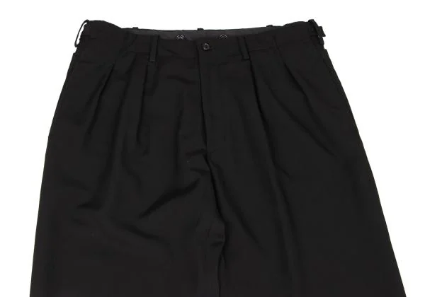 ヨウジヤマモト プールオムYohji Yamamoto POUR HOMME ウールギャバサイドベルトツータックパンツ 黒4 K-118508_002