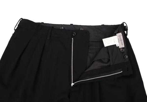 ヨウジヤマモト プールオムYohji Yamamoto POUR HOMME ウールギャバサイドベルトツータックパンツ 黒4 K-118508_006