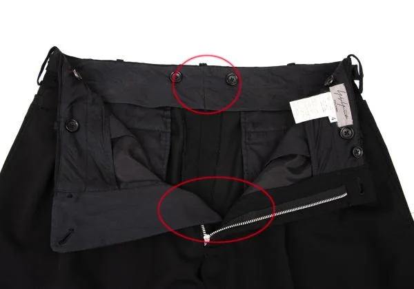 ヨウジヤマモト プールオムYohji Yamamoto POUR HOMME ウールギャバサイドベルトツータックパンツ 黒4 K-118508_007