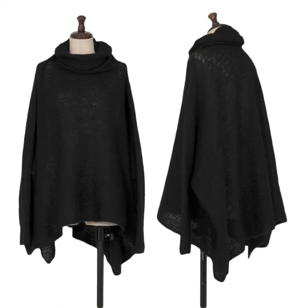 イッセイミヤケISSEY MIYAKE 132 5. モヘヤ混タートルネックポンチョニット 黒2 K-118510_001