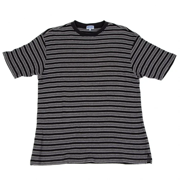 ケンゾー オムKENZO HOMME ボーダー織りTシャツ 黒グレーF K-118526_001