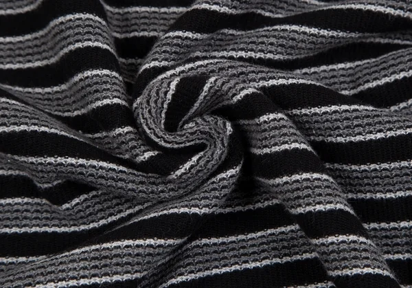 ケンゾー オムKENZO HOMME ボーダー織りTシャツ 黒グレーF K-118526_011