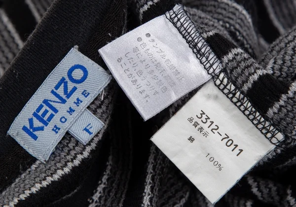 ケンゾー オムKENZO HOMME ボーダー織りTシャツ 黒グレーF K-118526_012