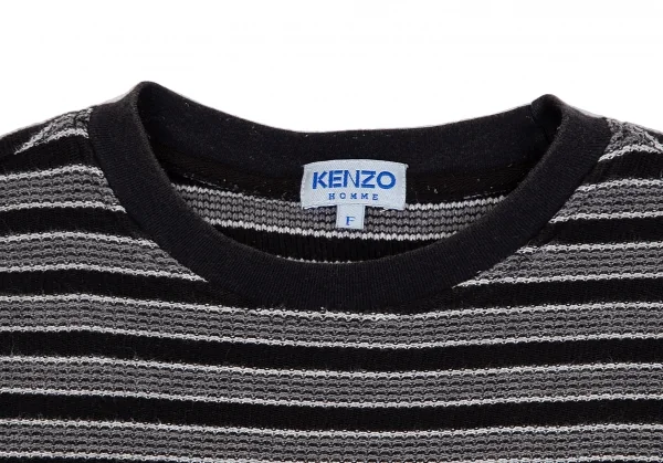 ケンゾー オムKENZO HOMME ボーダー織りTシャツ 黒グレーF K-118526_002