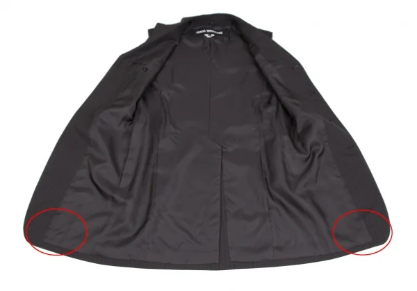 ジュンヤワタナベJUNYA WATANABE ストライプスリーブカットオフロングジャケット 茶S K-118550_010