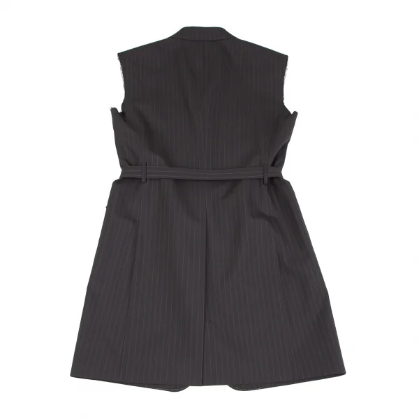 ジュンヤワタナベJUNYA WATANABE ストライプスリーブカットオフロングジャケット 茶S K-118550_013