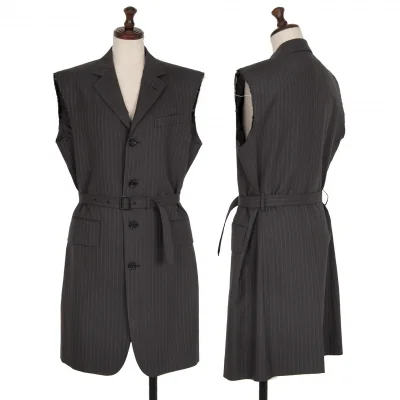 ジュンヤワタナベJUNYA WATANABE ストライプスリーブカットオフロングジャケット