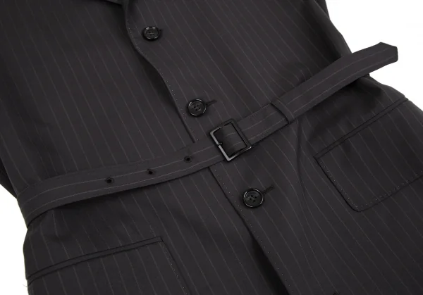 ジュンヤワタナベJUNYA WATANABE ストライプスリーブカットオフロングジャケット 茶S K-118550_006