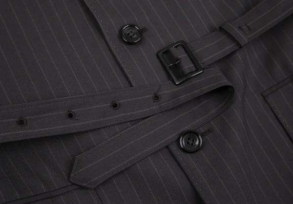 ジュンヤワタナベJUNYA WATANABE ストライプスリーブカットオフロングジャケット 茶S K-118550_007