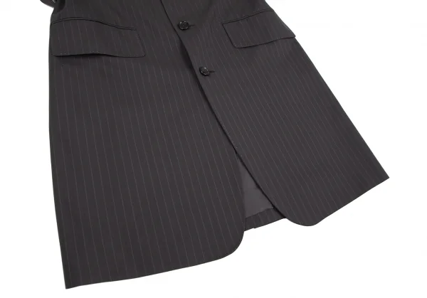 ジュンヤワタナベJUNYA WATANABE ストライプスリーブカットオフロングジャケット 茶S K-118550_008