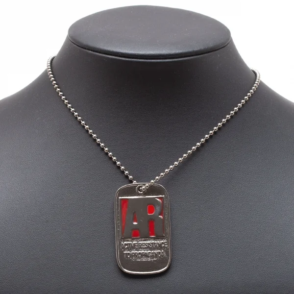 ヴィヴィアンウエストウッドVivienne Westwood ワールズエンド限定ARドッグタグネックレス 赤シルバー K-118559_001