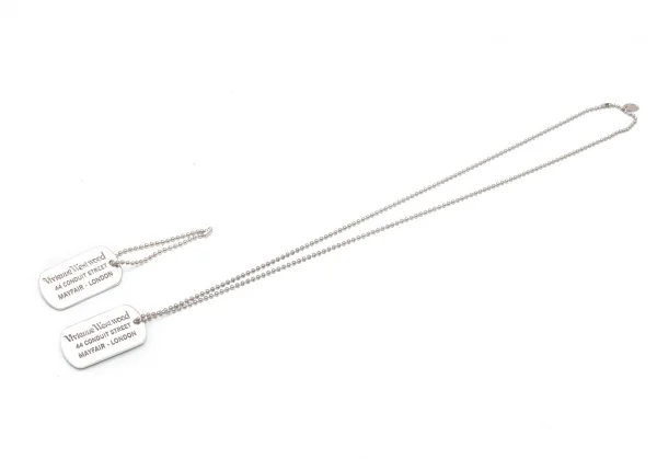 ヴィヴィアンウエストウッドVivienne Westwood ダブルスカルドッグタグネックレス 黒シルバー K-118560_006