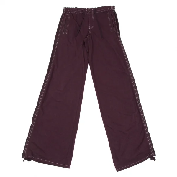 アツロウタヤマATSURO TAYAMA 製品染めサイドシャーリングテープ切替ワイドパンツ 紫36 K-118591_001