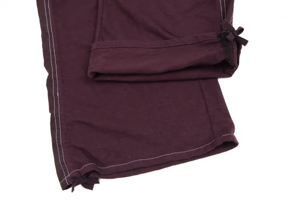 アツロウタヤマATSURO TAYAMA 製品染めサイドシャーリングテープ切替ワイドパンツ 紫36 K-118591_010