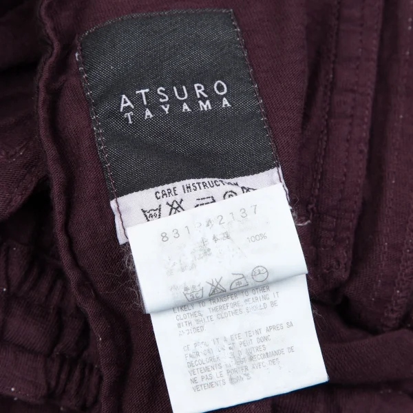 アツロウタヤマATSURO TAYAMA 製品染めサイドシャーリングテープ切替ワイドパンツ 紫36 K-118591_014