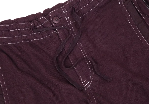 アツロウタヤマATSURO TAYAMA 製品染めサイドシャーリングテープ切替ワイドパンツ 紫36 K-118591_003