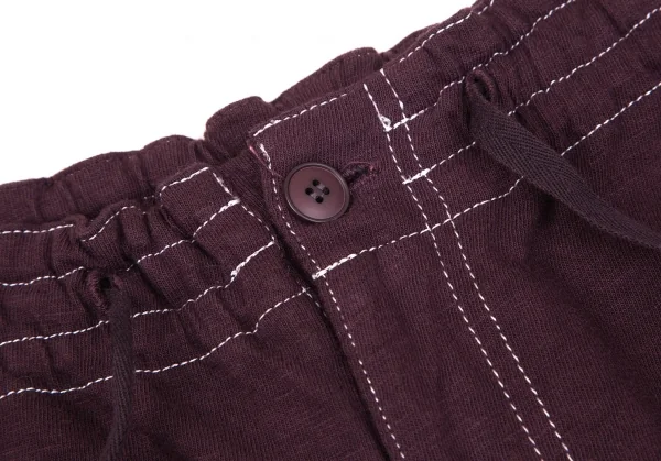 アツロウタヤマATSURO TAYAMA 製品染めサイドシャーリングテープ切替ワイドパンツ 紫36 K-118591_004