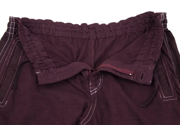 アツロウタヤマATSURO TAYAMA 製品染めサイドシャーリングテープ切替ワイドパンツ 紫36 K-118591_005