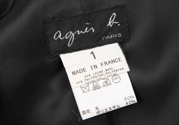 アニエスベーagnes b. ウールポリテーラードジャケット 黒1 K-118623_016